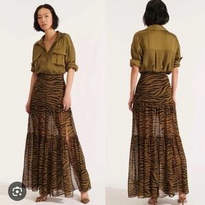 VERONICA BEARDSerence Tiered Zebra-Print Silk-Chiffon Maxi Skirt